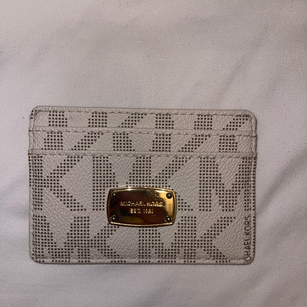 Michael Kors Cream Card Holder with MK Pattern